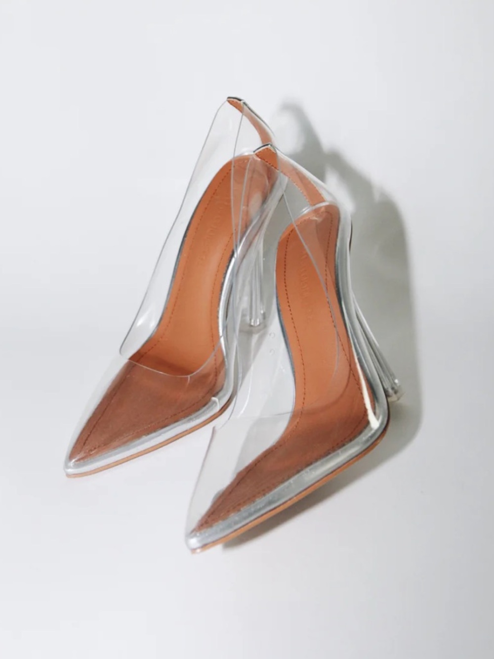 Cult of Coquette Yonce Glass Clear Pointed-Toe High Heels Pumps 110MM Size 8
